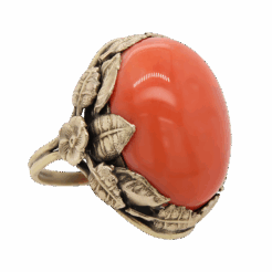 "Floral Coral" Antique Ring