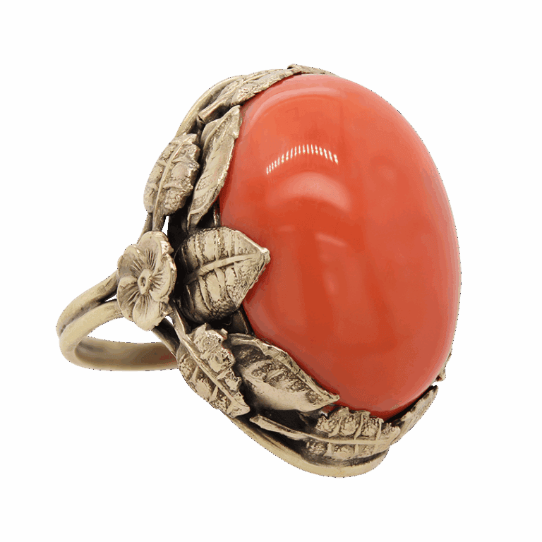 "Floral Coral" Antique Ring