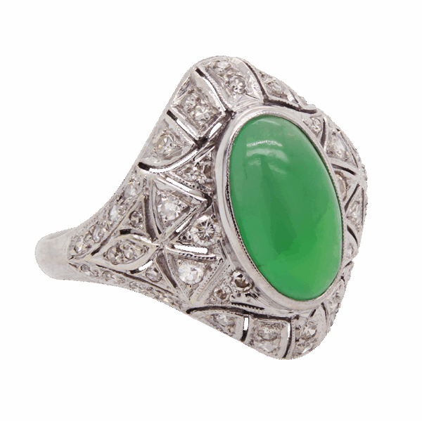 "Remarkable" Art Deco Jade Ring