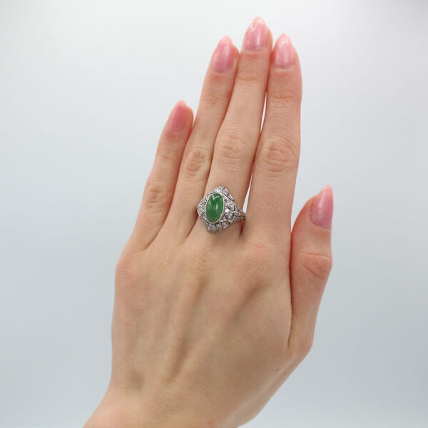 "Remarkable" Art Deco Jade Ring - Image 4