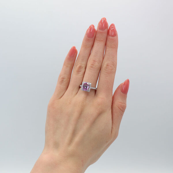 "Strawberry" Estate Pink Sapphire Ring - Image 4