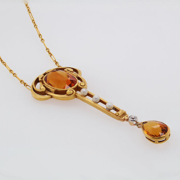 "Orange Glow" Antique Citrine Pendant - Image 2