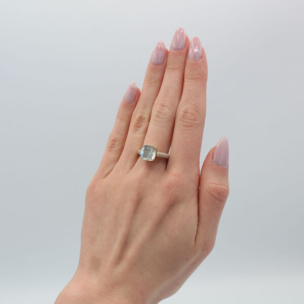 "Sea Foam" Estate Green Amethyst Ring - Image 4