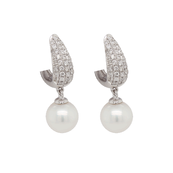 "Diamond Embrace" Estate Pearl Earrings