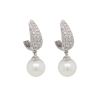 "Diamond Embrace" Estate Pearl Earrings