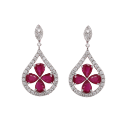 "Floral Hints" Estate Ruby Earrings