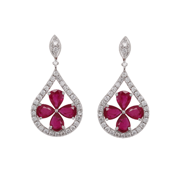 "Floral Hints" Estate Ruby Earrings