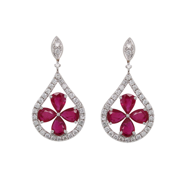 "Floral Hints" Estate Ruby Earrings