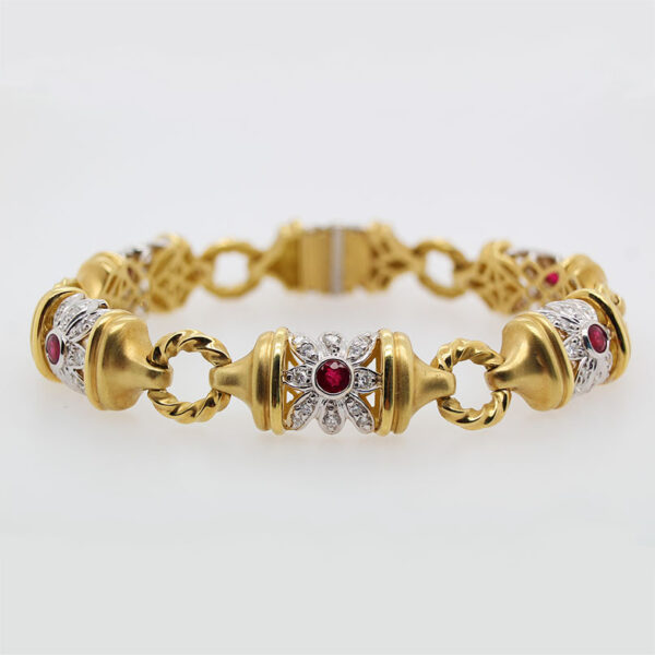 "Ruby Blossom" Vintage Diamond Bracelet - Image 3
