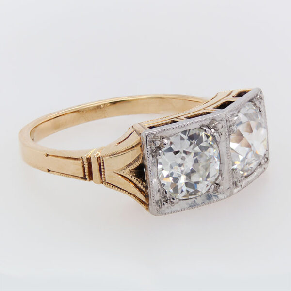 "Double Diamond" Toi et Moi Antique Ring - Image 3