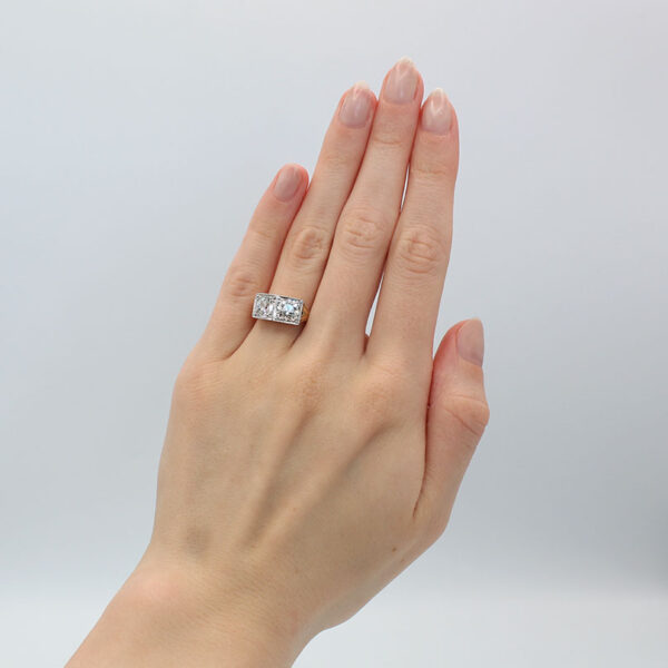 "Double Diamond" Toi et Moi Antique Ring - Image 4