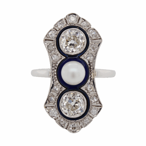 "Blue Glimmer" Art Deco Diamond Ring