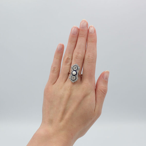 "Blue Glimmer" Art Deco Diamond Ring - Image 3