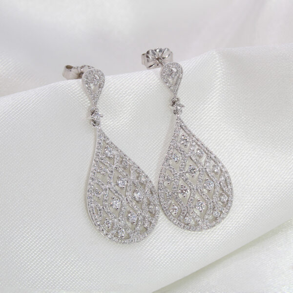 "Luminous Lattice" Estate Diamond Earrings - Image 2