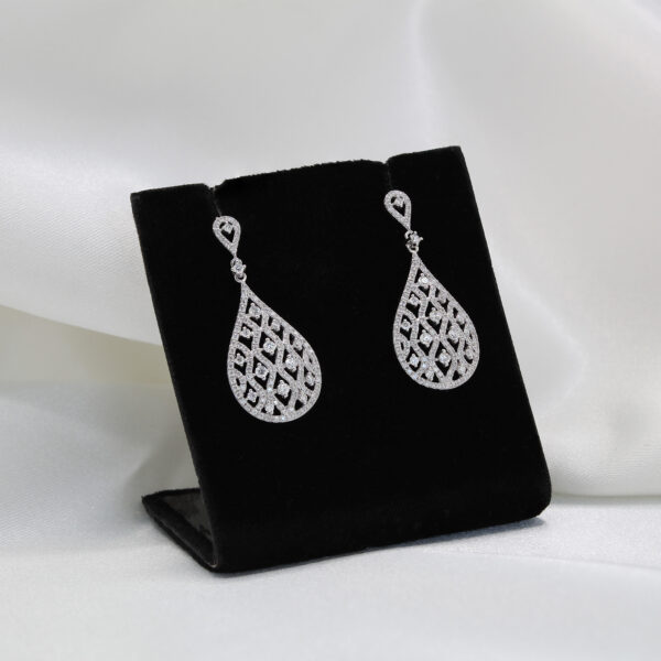 "Luminous Lattice" Estate Diamond Earrings - Image 3