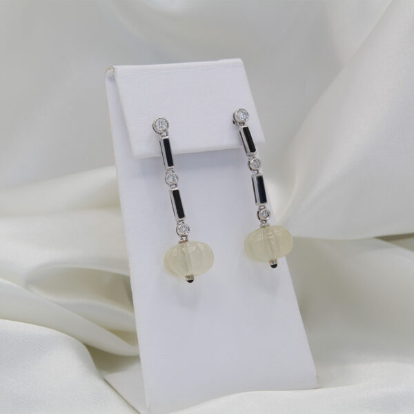 "Celadon Green" Vintage Emerald and Onyx Earrings - Image 3