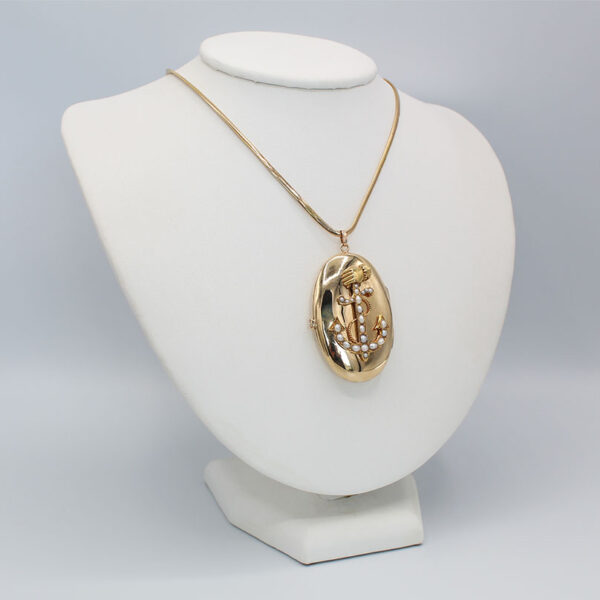 "Golden Anchor" Antique Pearl Locket - Image 5