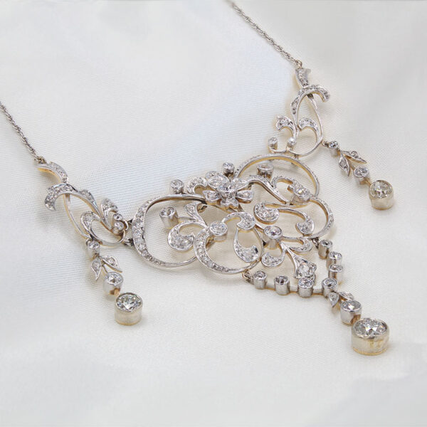 "Lacy" Edwardian Diamond Necklace - Image 2