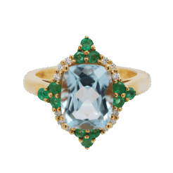 "Rainforest" Estate Blue Topaz and Emerald Ring