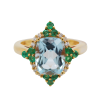 "Rainforest" Estate Blue Topaz and Emerald Ring