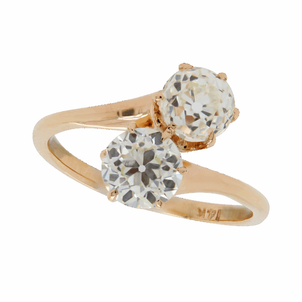 "Duet" Toi et Moi Antique Diamond Ring