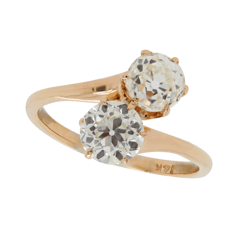"Duet" Toi et Moi Antique Diamond Ring