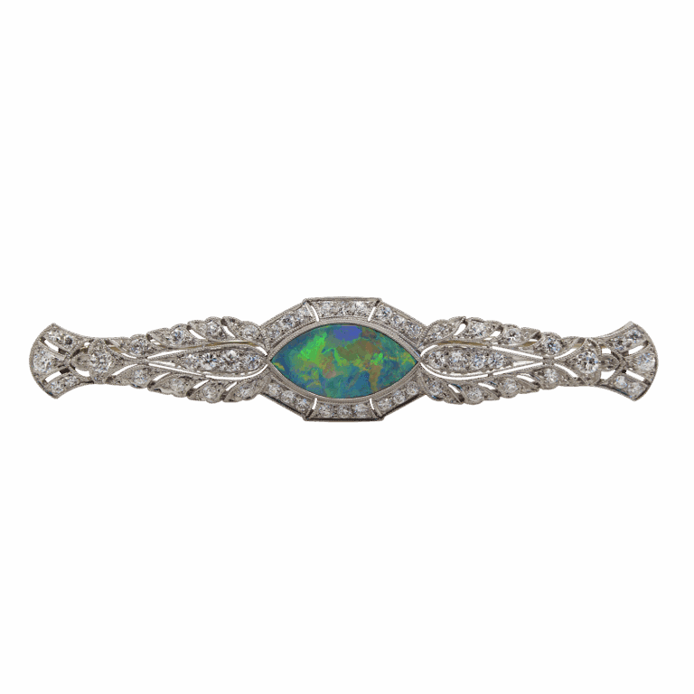 "A Moment in Time" Art Deco Black Opal Pin