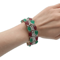 "Poinsettia" Vintage Emerald and Ruby Bracelet