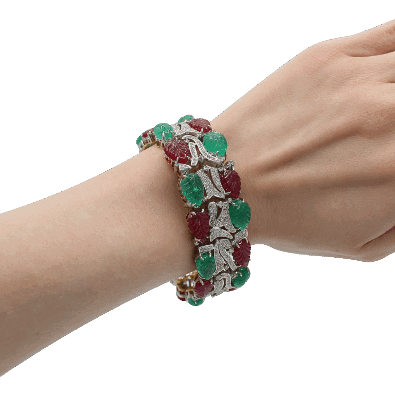 "Poinsettia" Vintage Emerald and Ruby Bracelet