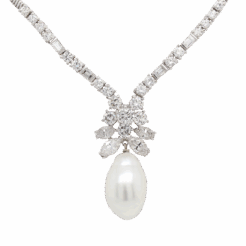 "Luminous Pearlscape" Vintage Pearl and Diamond Necklace