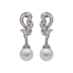 "Diamond Knot" Vintage Pearl Earrings
