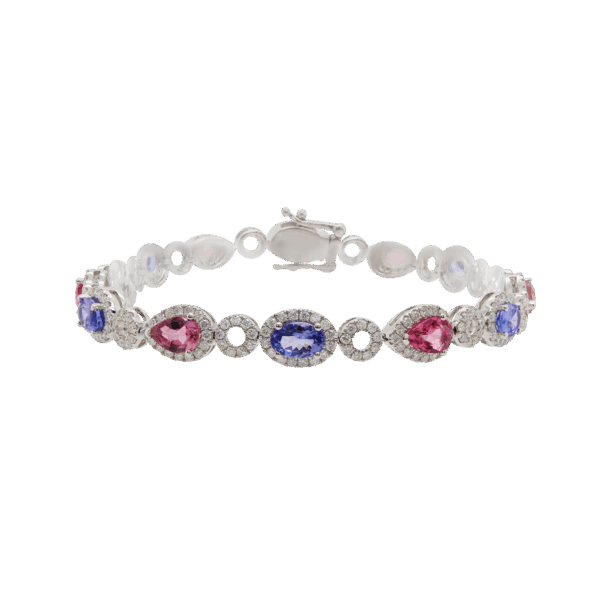 "Strawberry Violet" Tanzanite and Pink Topaz Bracelet