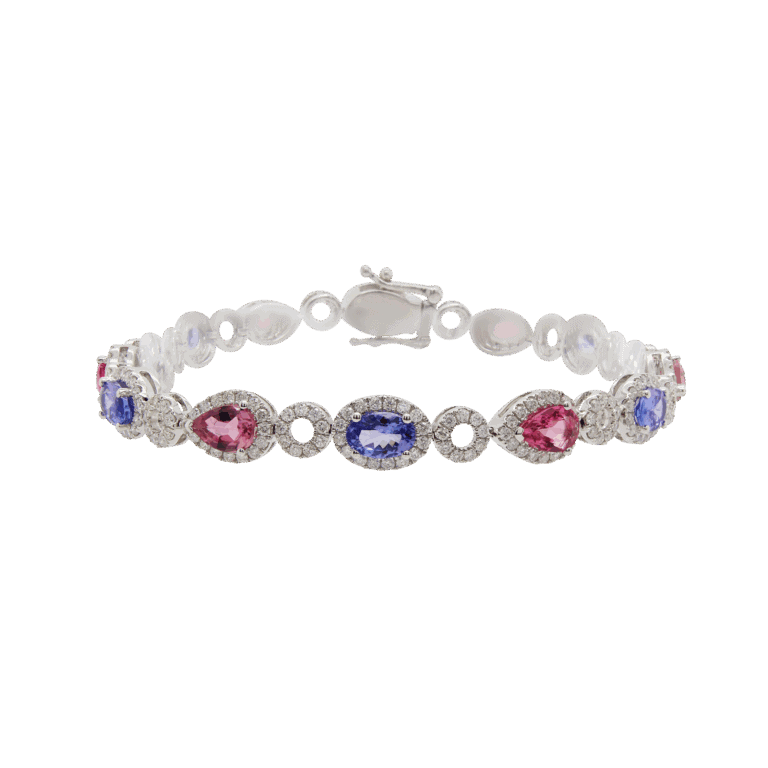 "Strawberry Violet" Tanzanite and Pink Topaz Bracelet