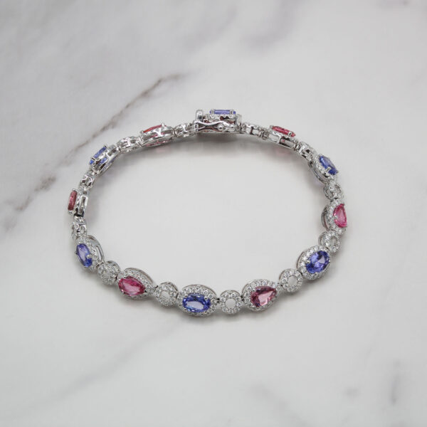 "Strawberry Violet" Tanzanite and Pink Topaz Bracelet - Image 2