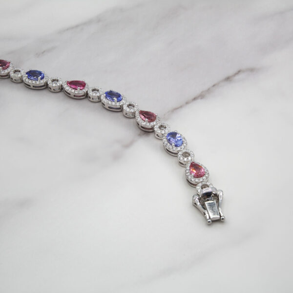 "Strawberry Violet" Tanzanite and Pink Topaz Bracelet - Image 3