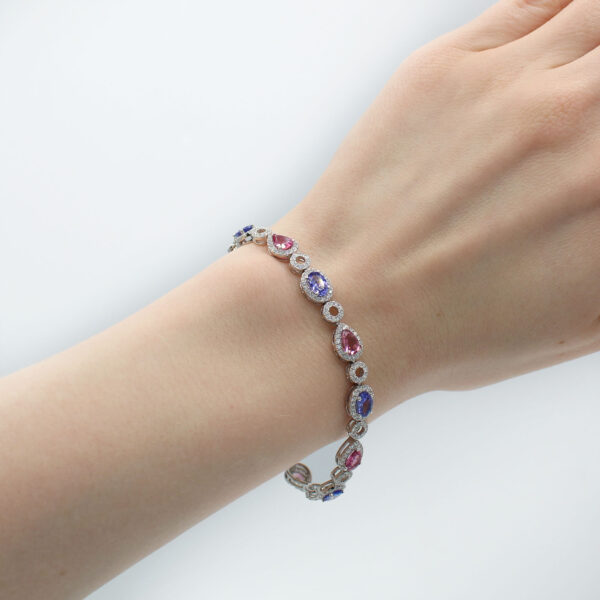 "Strawberry Violet" Tanzanite and Pink Topaz Bracelet - Image 4