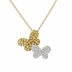 "Sunshine Flutter" Estate Sapphire and Diamond Butterfly Pendant
