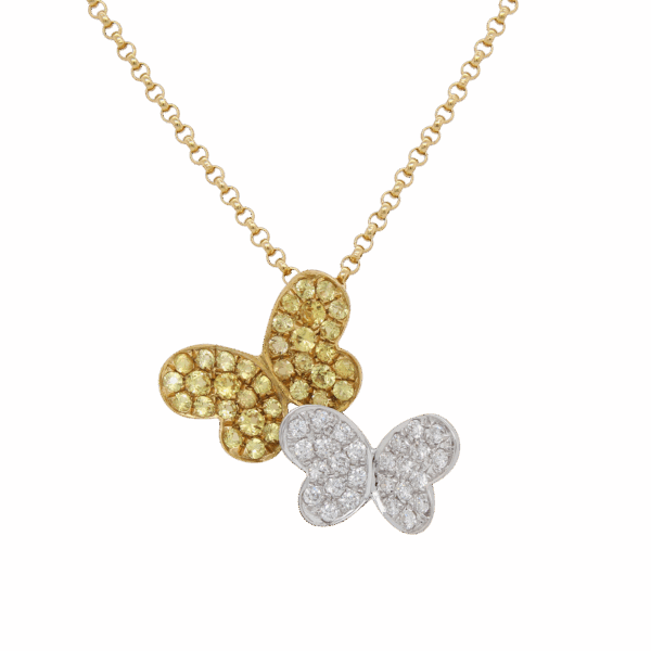 "Sunshine Flutter" Estate Sapphire and Diamond Butterfly Pendant