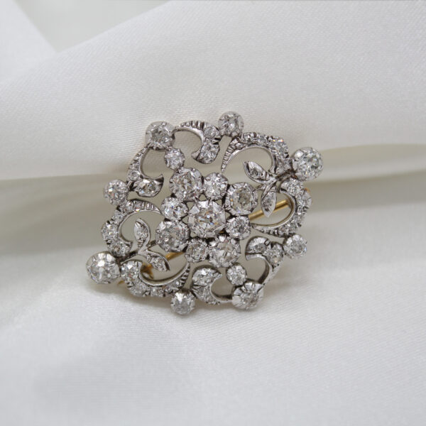 "Antique Allure" Edwardian Diamond Pin - Image 2