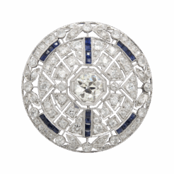 "Astonishing" Art Deco Diamond and Sapphire Brooch