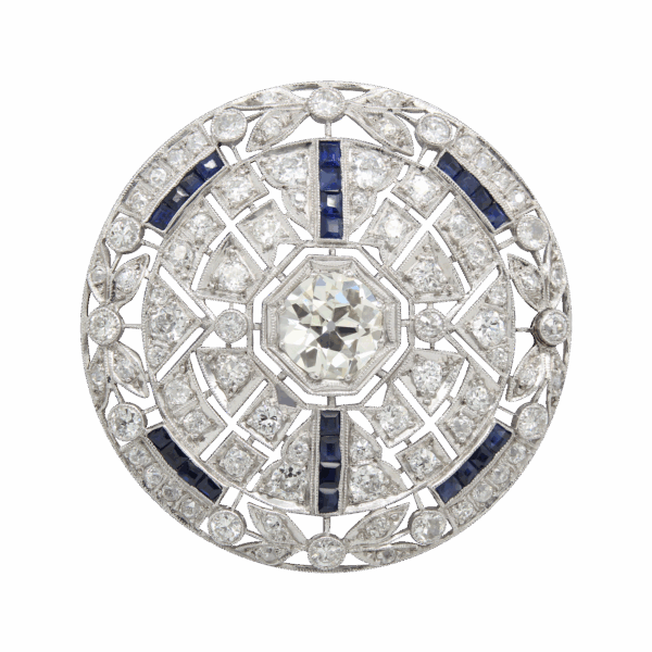 "Astonishing" Art Deco Diamond and Sapphire Brooch