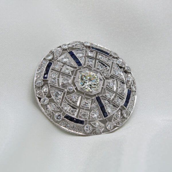 "Astonishing" Art Deco Diamond and Sapphire Brooch - Image 3