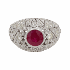 "Detailed Dome" Art Deco Ruby Ring