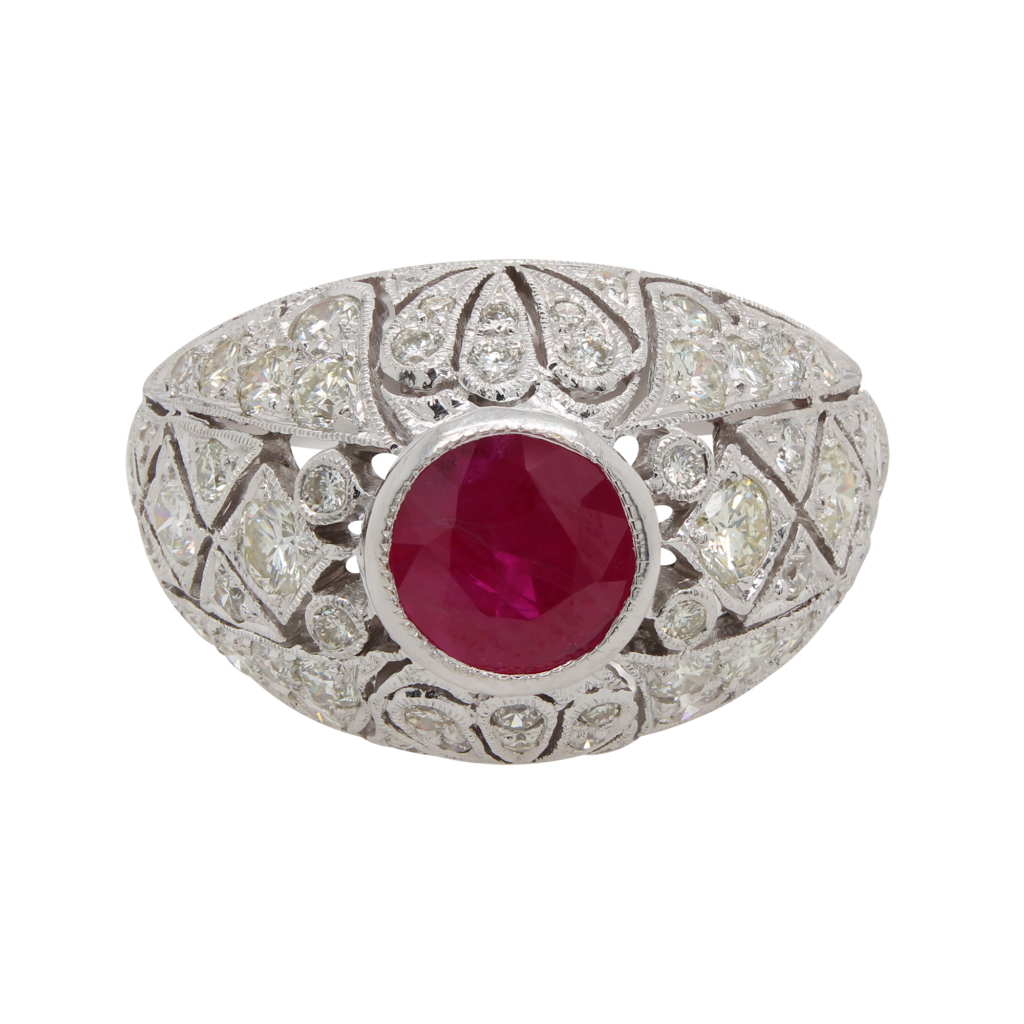 Detailed Dome Art Deco Ruby Ring Lilliane s Jewelry cornstarch