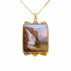 "Cascade de Sallanches" Victorian Enamel Pendant