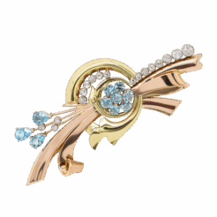 "Abstract Art" Antique Aquamarine Pin