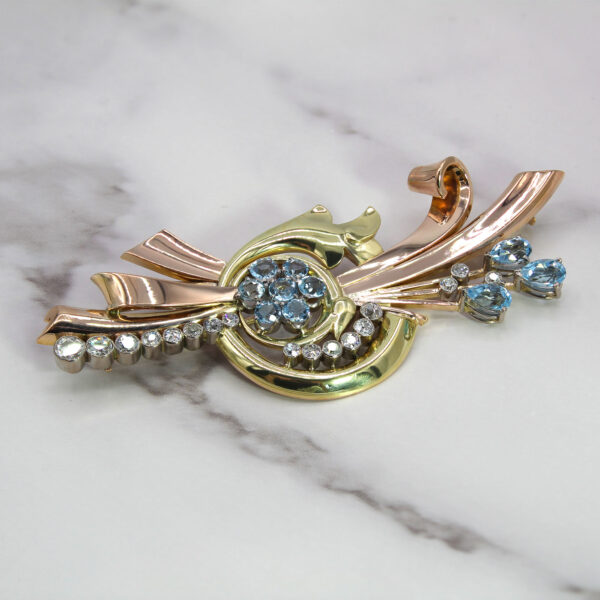 "Abstract Art" Antique Aquamarine Pin - Image 2