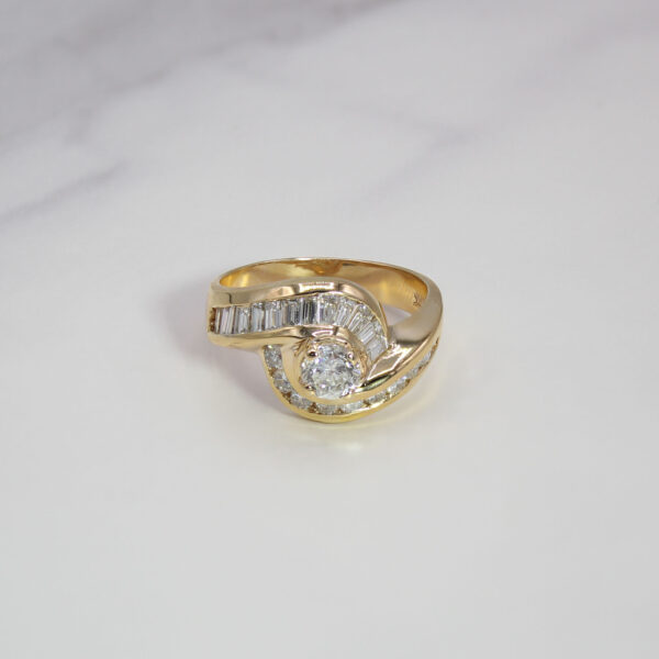"Swirling Channels" Vintage Diamond Ring - Image 2