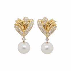 "Fabulous Fans" Vintage Diamond and Pearl Earrings