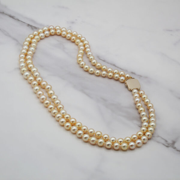 "Champagne Gold" Vintage Double Pearl Strand - Image 2